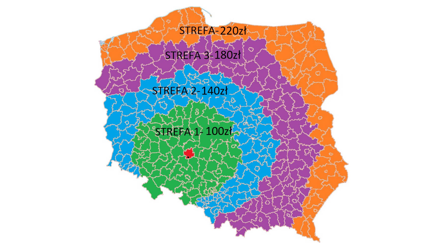 Koszty dostawy - transport na mapie Polski